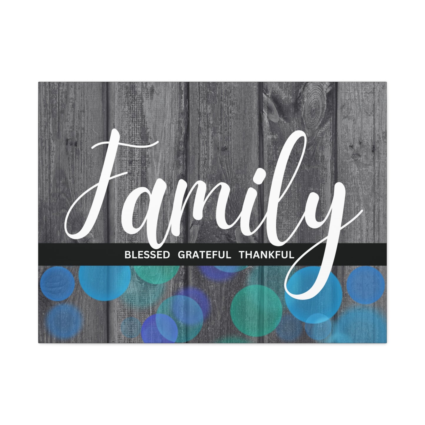 Christian Wall Art: Family, Blessed, Grateful, Thankful (Wood Frame Ready to Hang)