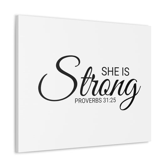 Christian Wall Art "She is Strong" Verse Proverbs 31:25 Ready to Hang Unframed