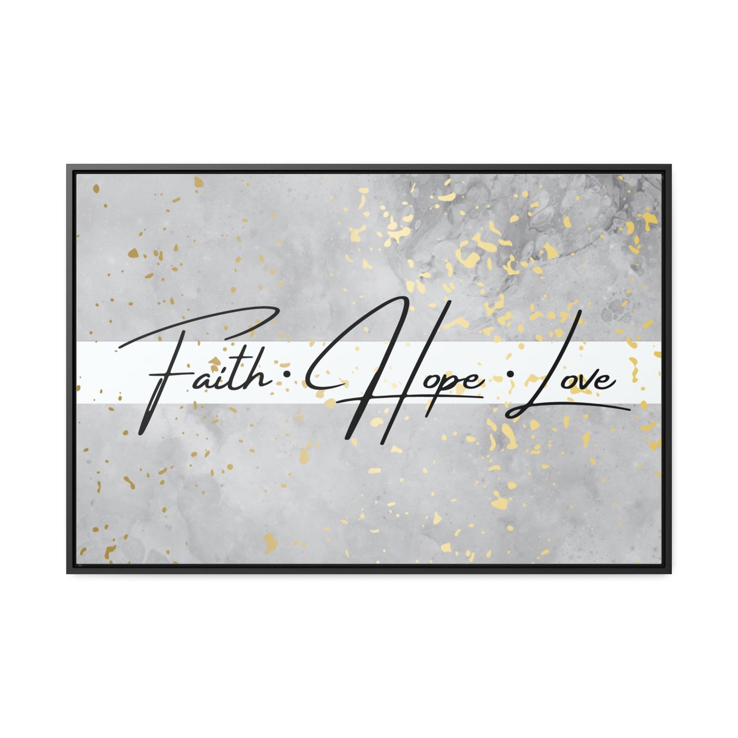 Christian Wall Art: Faith Love Hope (Floating Frame)