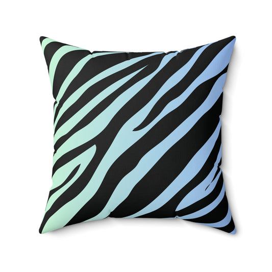 Zebra Print Blue-Green Ombre Throw Pillow