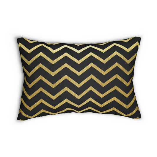 Chevron Black and Gold Accent Pillow