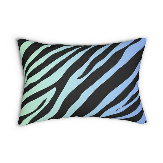 Zebra Print Blue-Green Ombre Accent Pillow