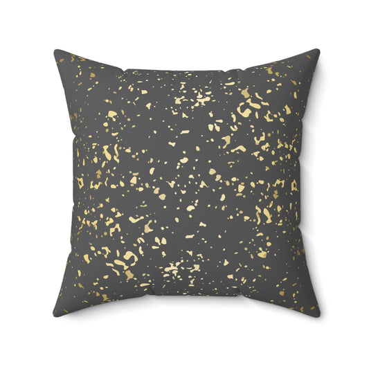 Dark Gray and Gold Flakes Throw Pillow