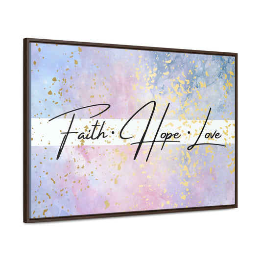 Christian Wall Art: Faith Love Hope (Floating Frame)