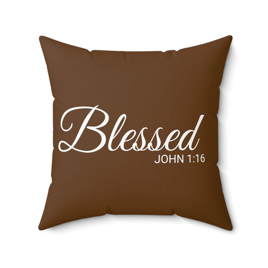 Scripture Blessed John 1:16 Bible Verse Throw Pillow