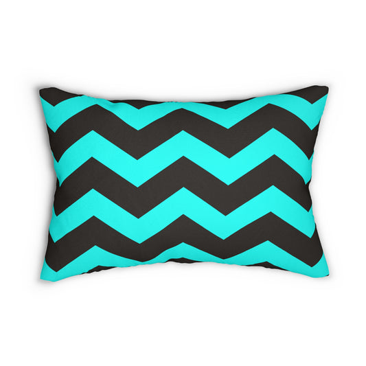 Chevron Black and Turquoise Accent Pillow
