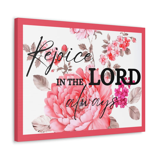 Christian Wall Art: Rejoice in the Lord (Wood Frame Ready to Hang)