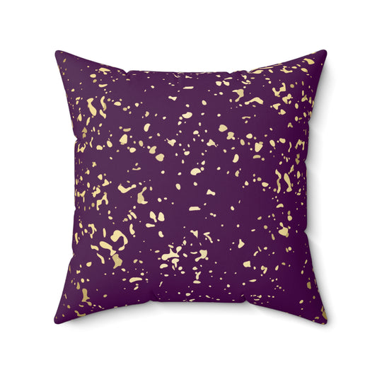 Eggplant and Gold Flakes Throw Pillow
