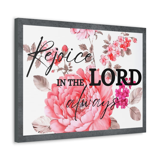 Christian Wall Art: Rejoice In The Lord (Wood Frame Ready to Hang)