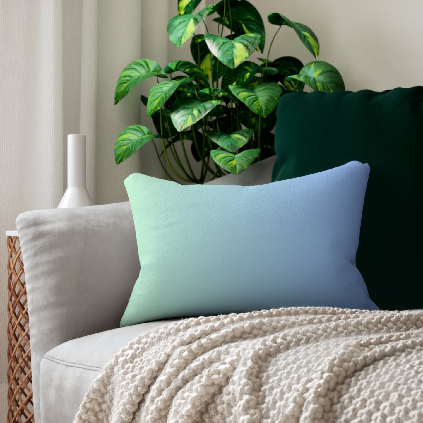 Blue-Green Ombre Accent Pillow