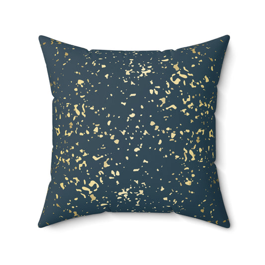 Dark Teal and Gold Flakes Throw Pillow