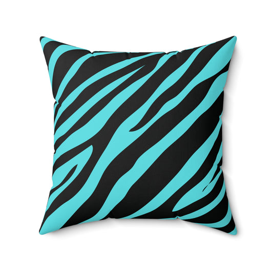 Zebra Print Turquoise Throw Pillow