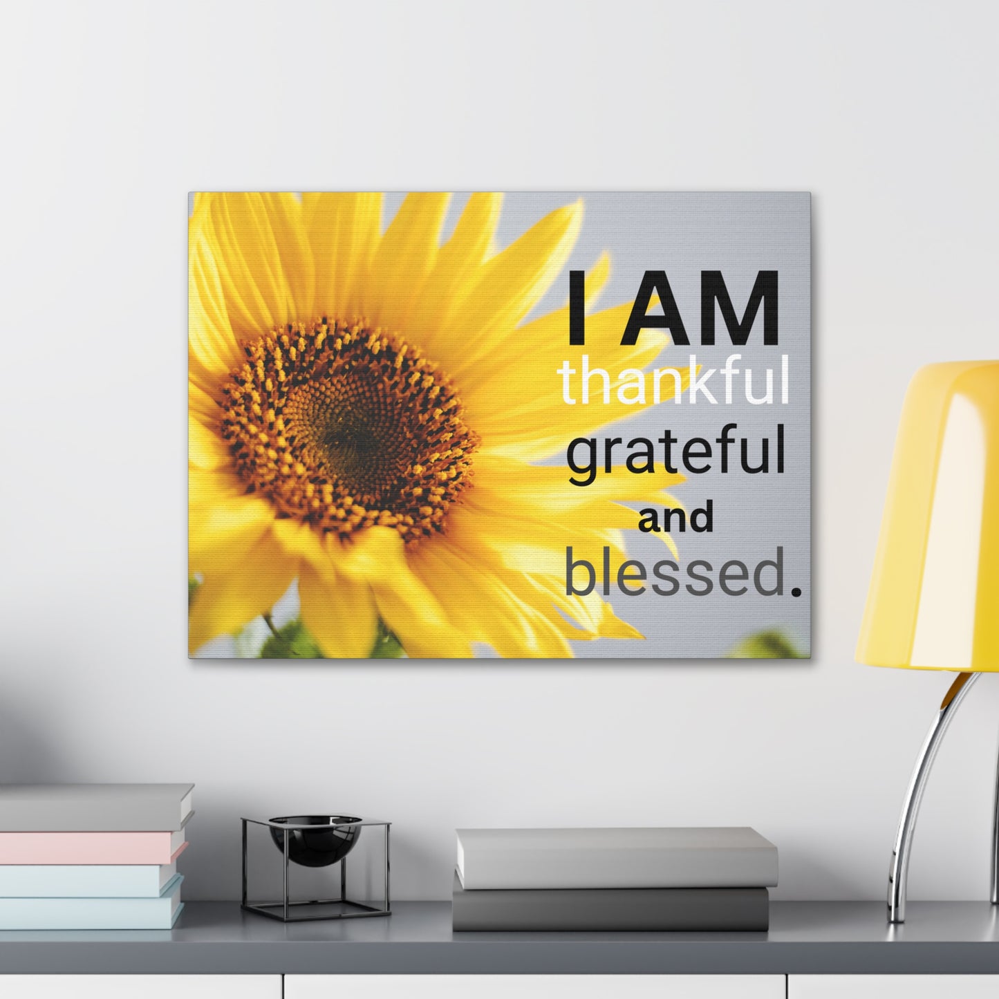 Christian Wall Art: I am Thankful, Grateful and Blessed (Wood Frame Ready to Hang)