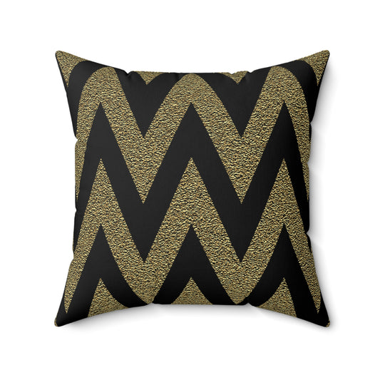 Black and Gold Zig Zag Throw Pillow