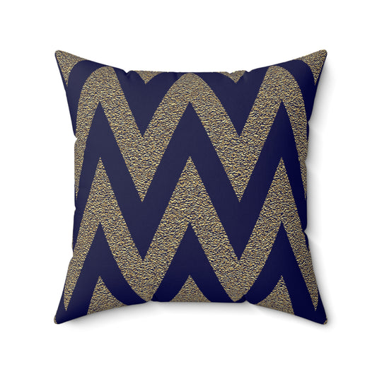 Navy and Gold Zig Zag Throw Pillow