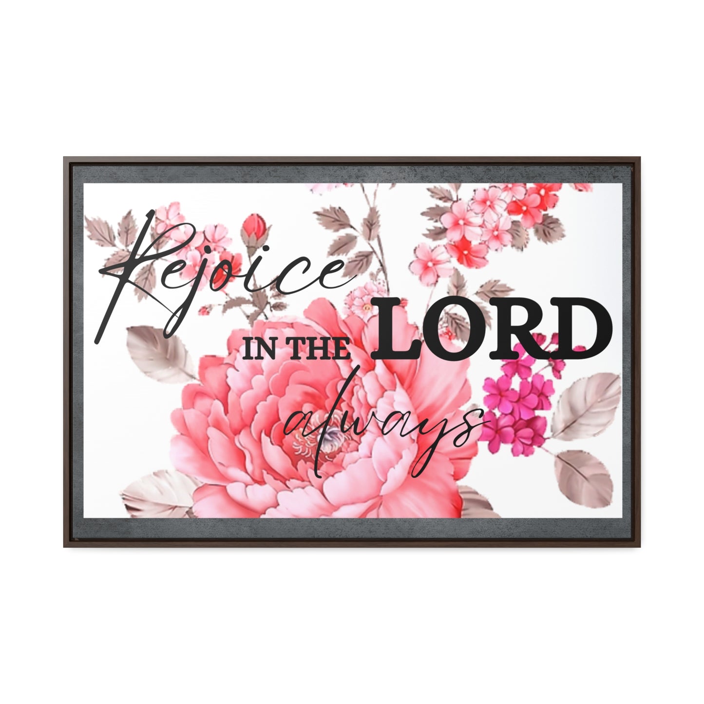 Christian Wall Art: Rejoice in the Lord (Floating Frame)