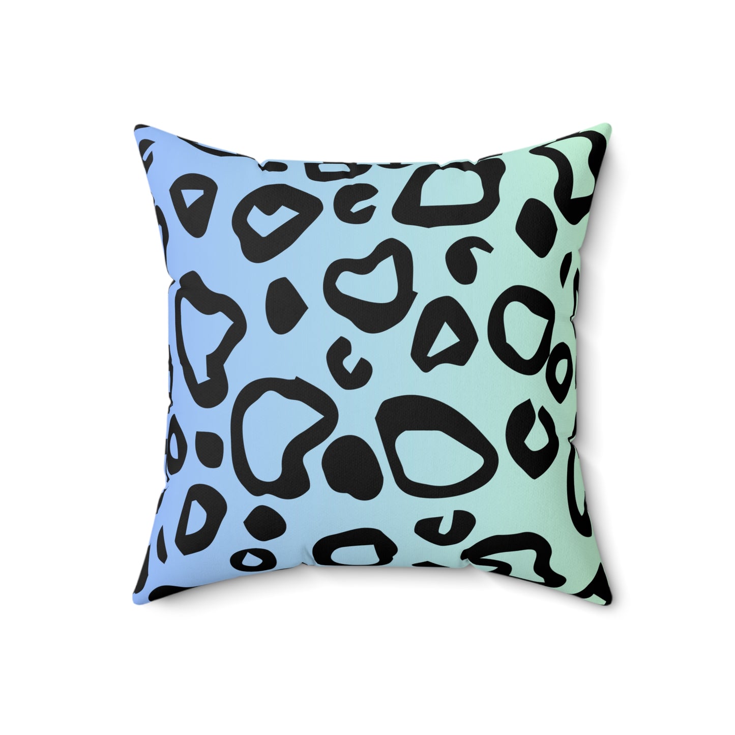 Leopard Print Blue-Green Ombre Throw Pillow