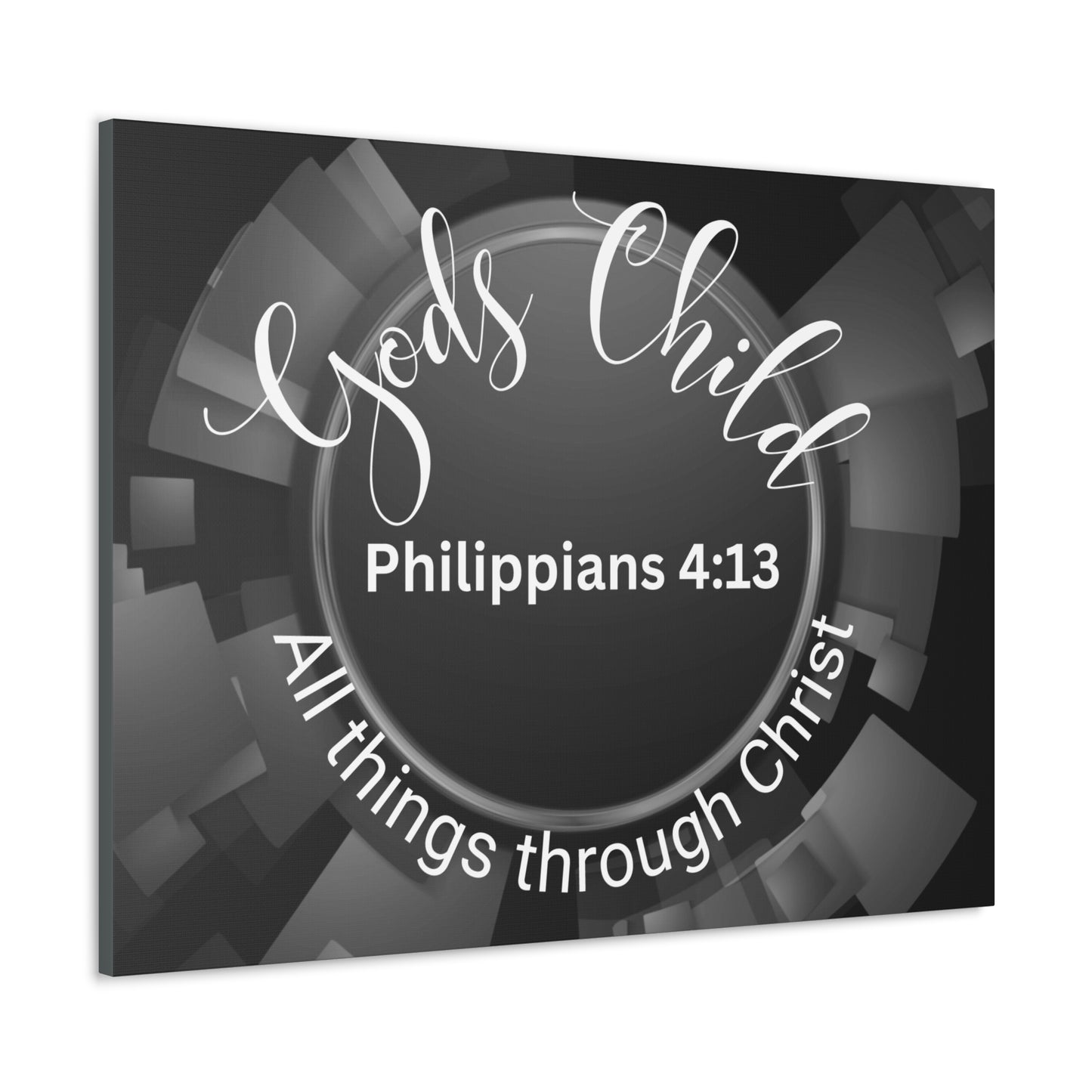 Christian Wall Art: Scripture Philippians 4:13 All thing through Christ/Gods Child (Wood Frame Ready to Hang)