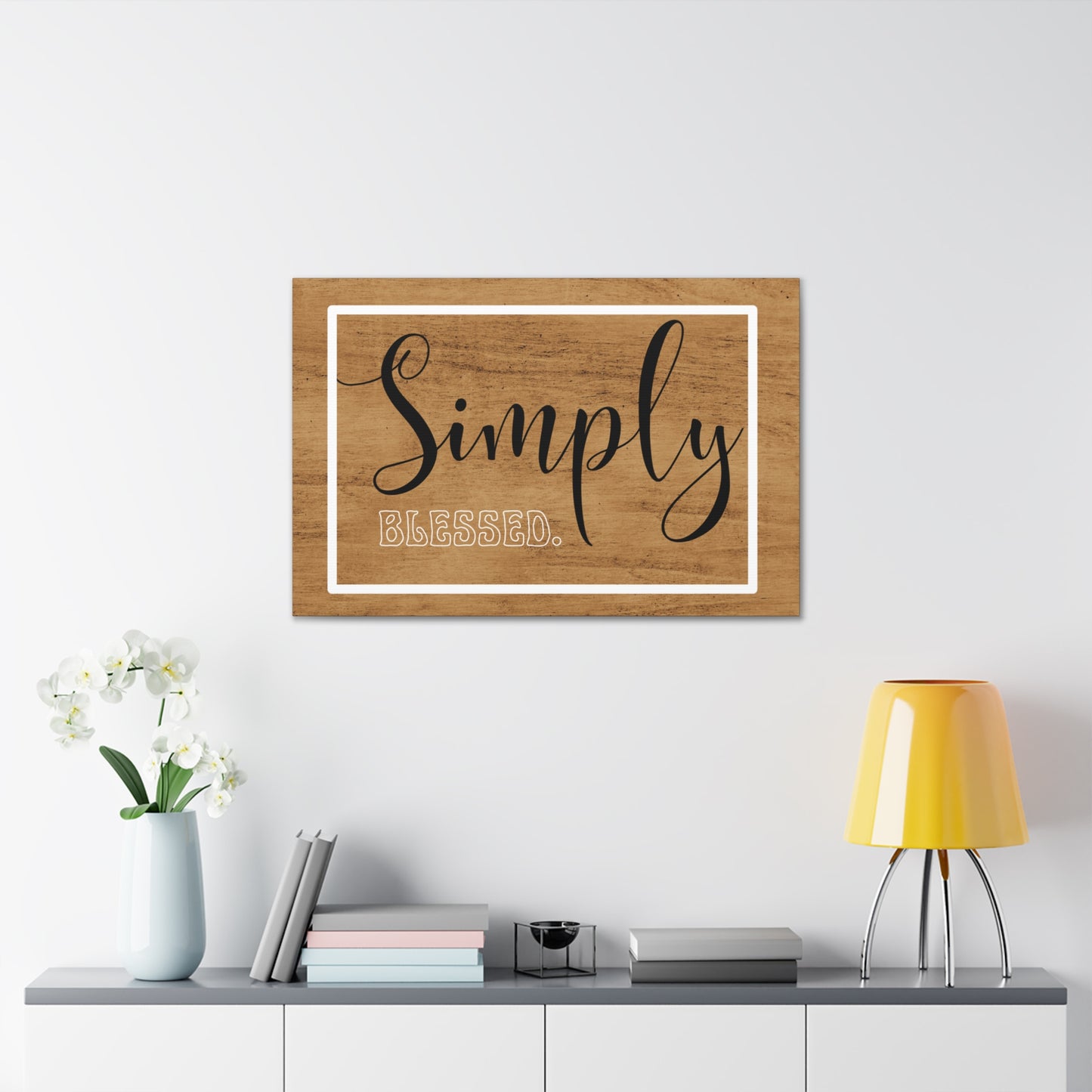 Christian Wall Art: Simply Blessed (Wood Frame Ready to Hang)