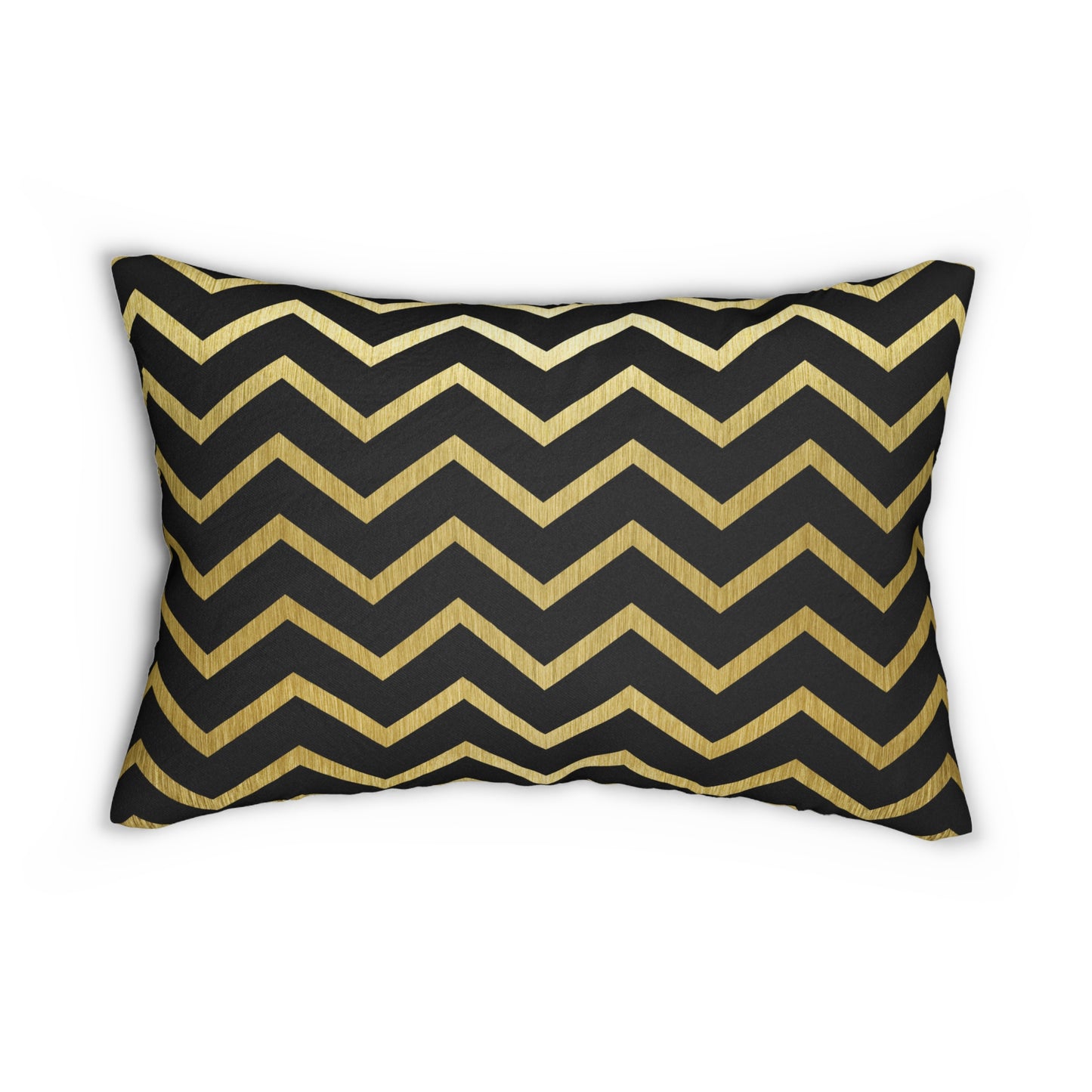 Chevron Black and Gold Accent Pillow