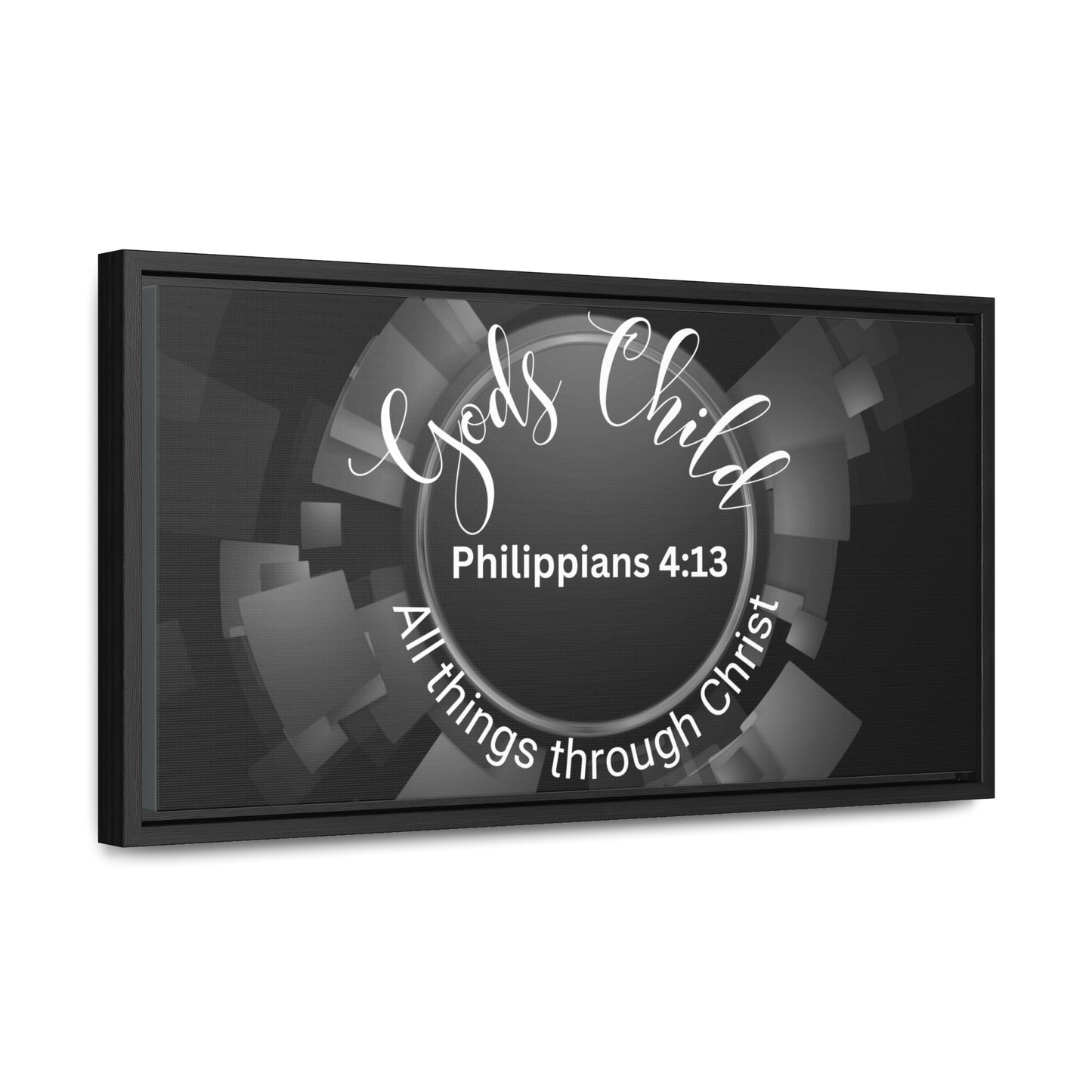 Christian Wall Art: Scripture Philippians 4:13 All thing through Christ/Gods Child (Floating Frame)