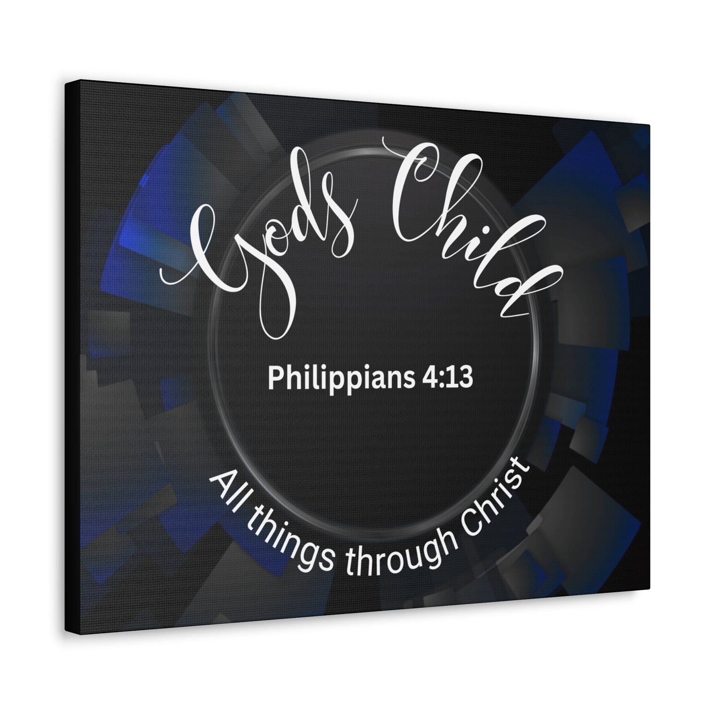 Christian Wall Art: Scripture Philippians 4:13 All thing through Christ/Gods Child (Wood Frame Ready to Hang)