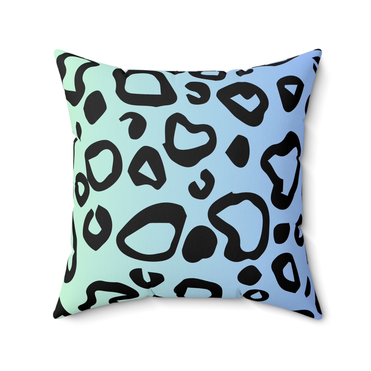 Leopard Print Blue-Green Ombre Throw Pillow