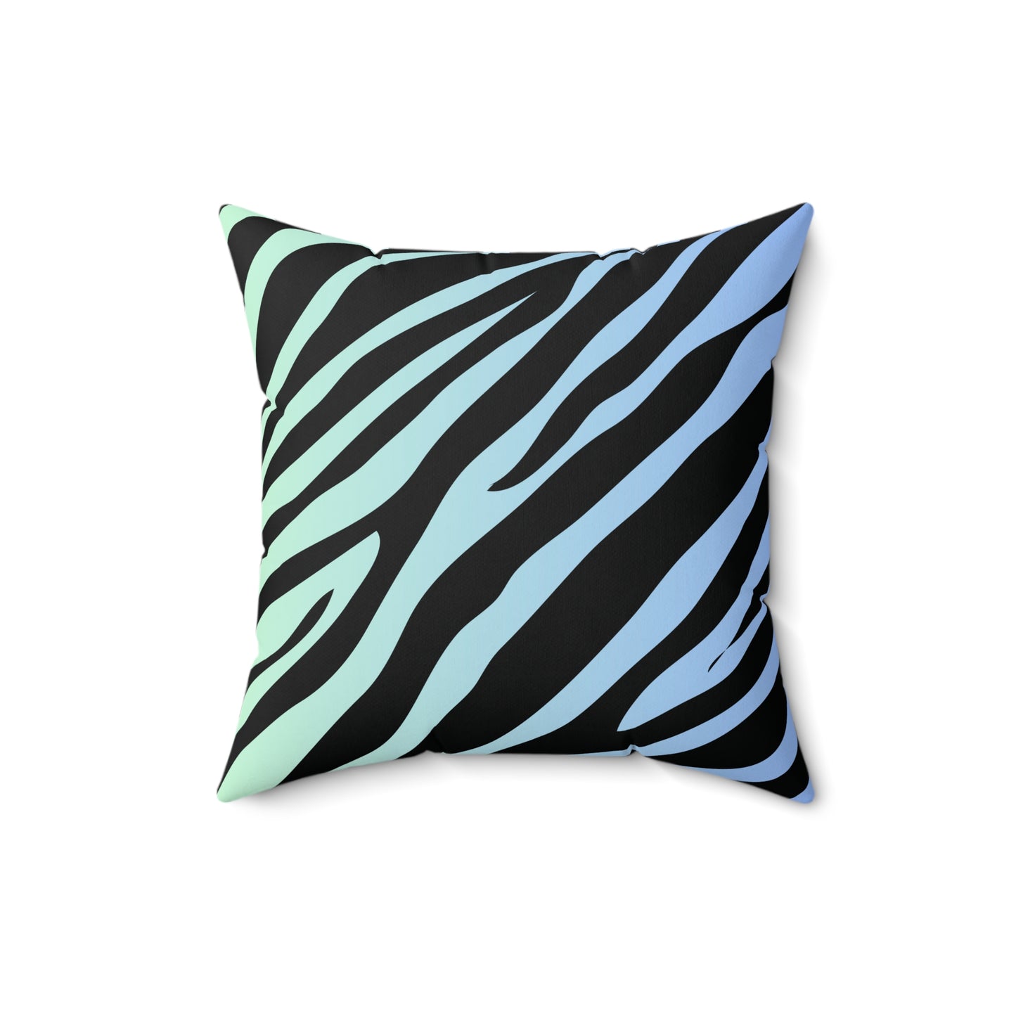 Zebra Print Blue-Green Ombre Throw Pillow