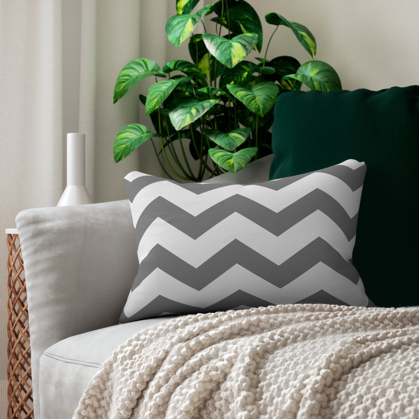 Chevron Gray and White Accent Pillow