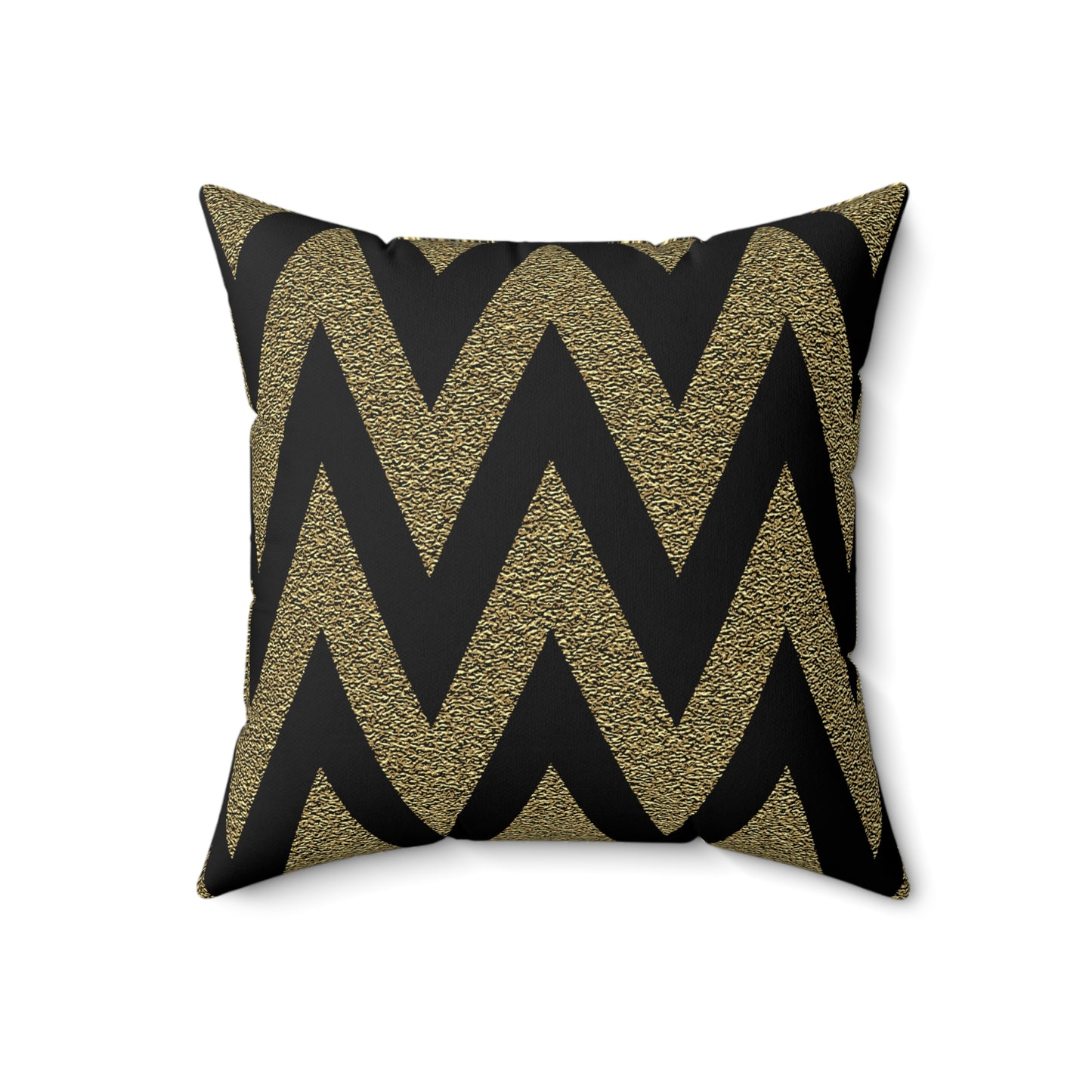 Black and Gold Zig Zag Throw Pillow