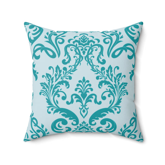 Paisley Turquoise and White Throw Pillow