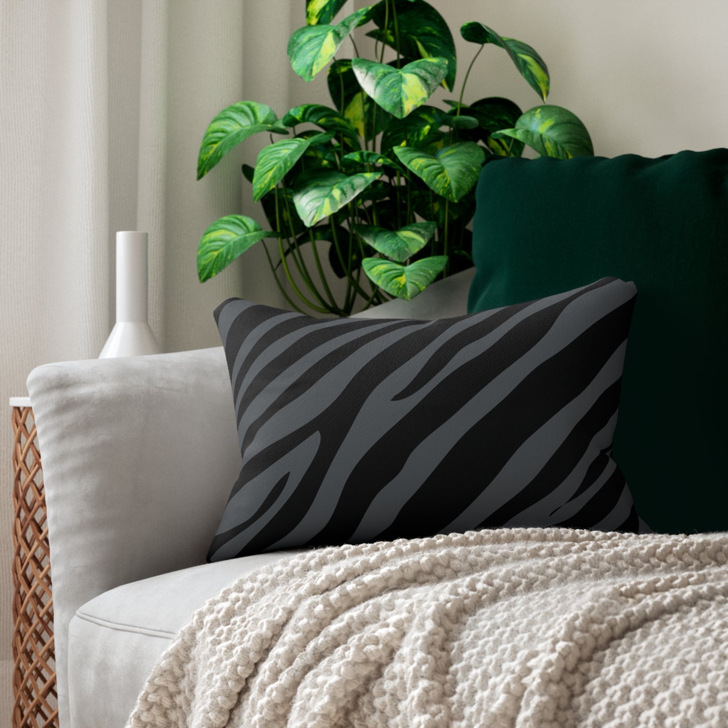 Zebra Print Gray Accent Pillow