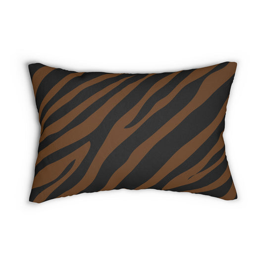 Almohada decorativa marrón con estampado de cebra 