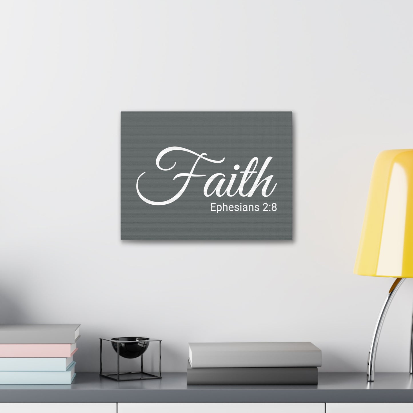 Christian Wall Art "Faith" Verse Ephesians 2:8 Ready to Hang Unframed