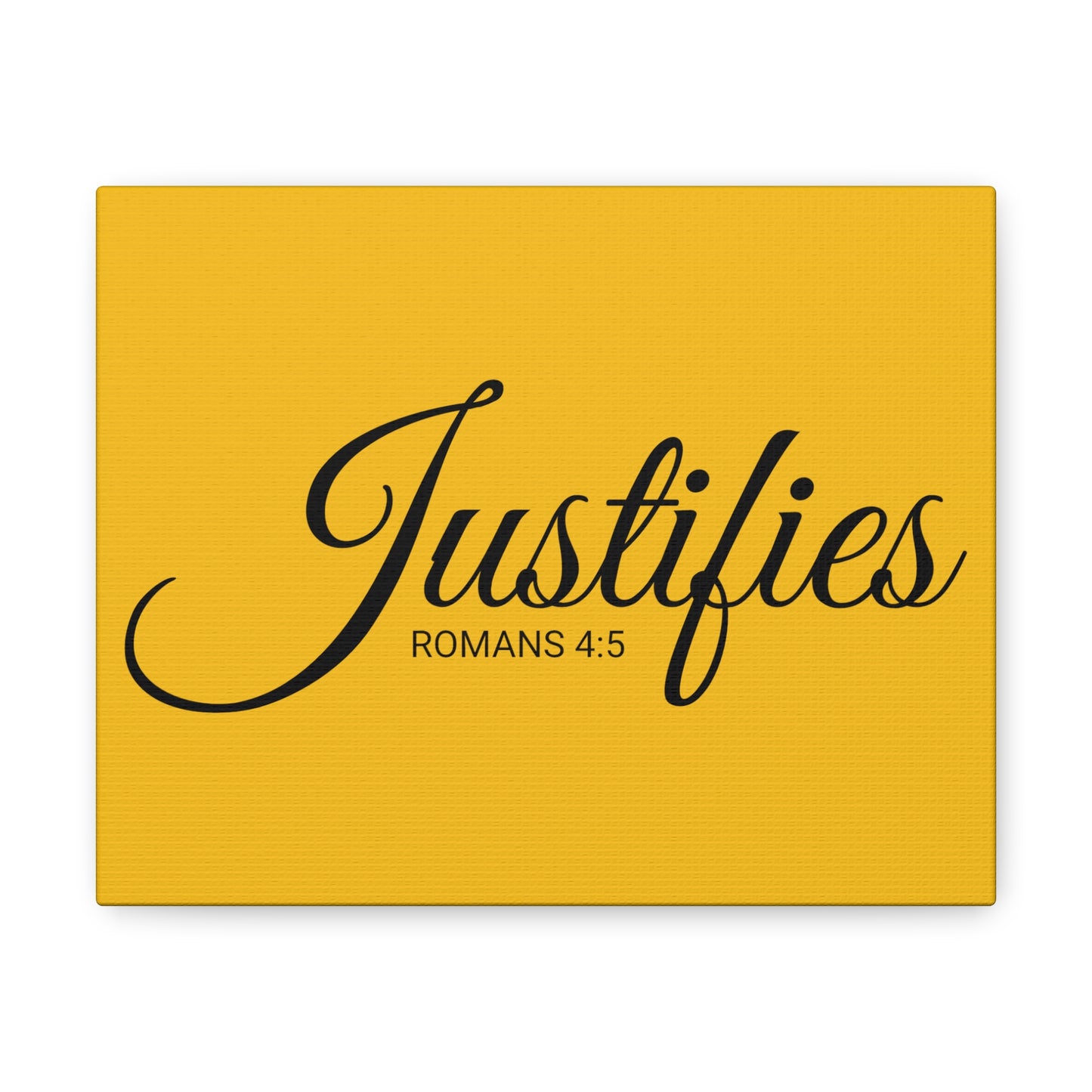 Christian Wall Art "Justifies" Verse Romans 4:5 Ready to Hang Unframed