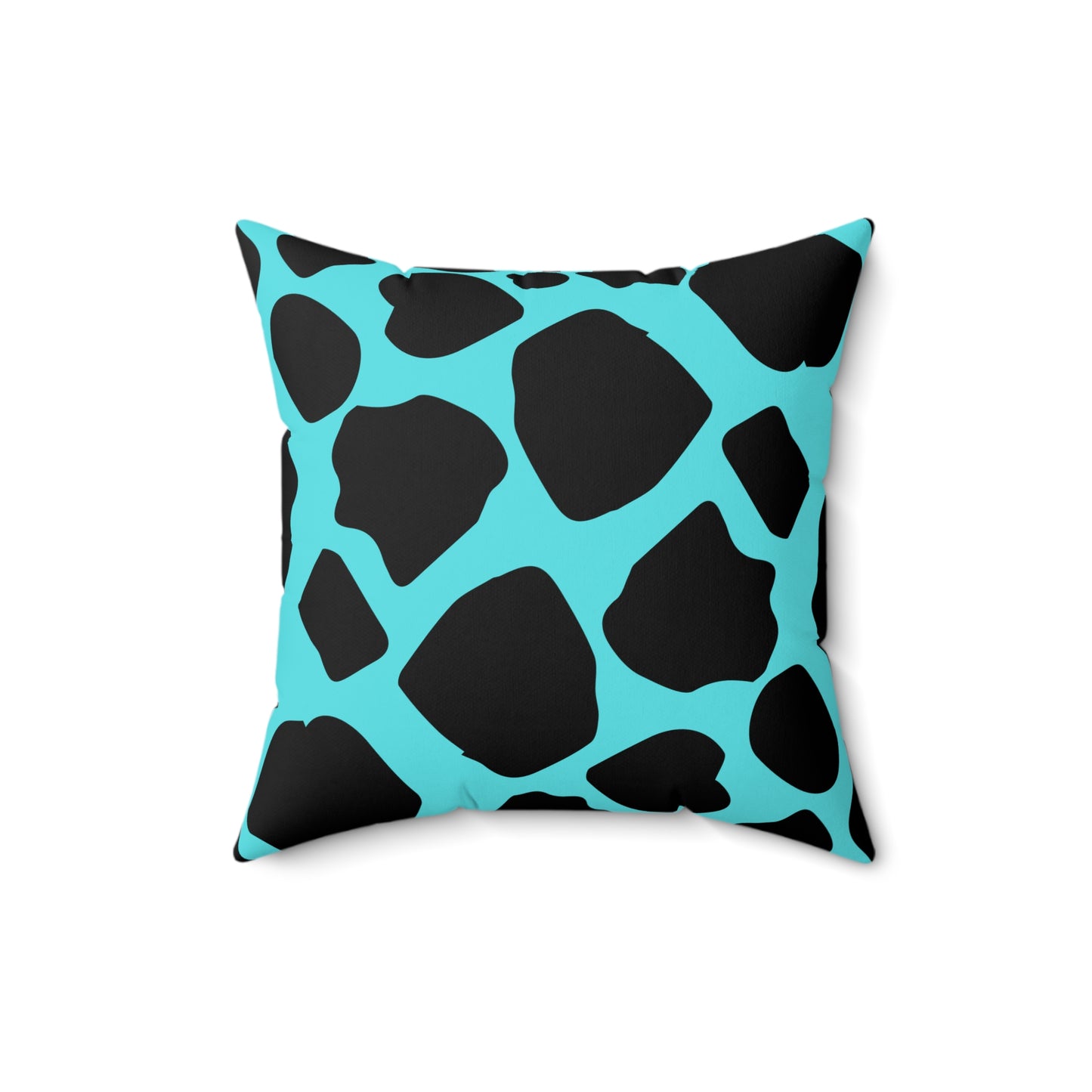 Cow Print Turquoise Throw Pillow