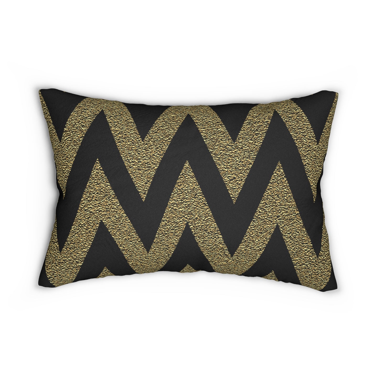 Almohada decorativa en zigzag negra y dorada