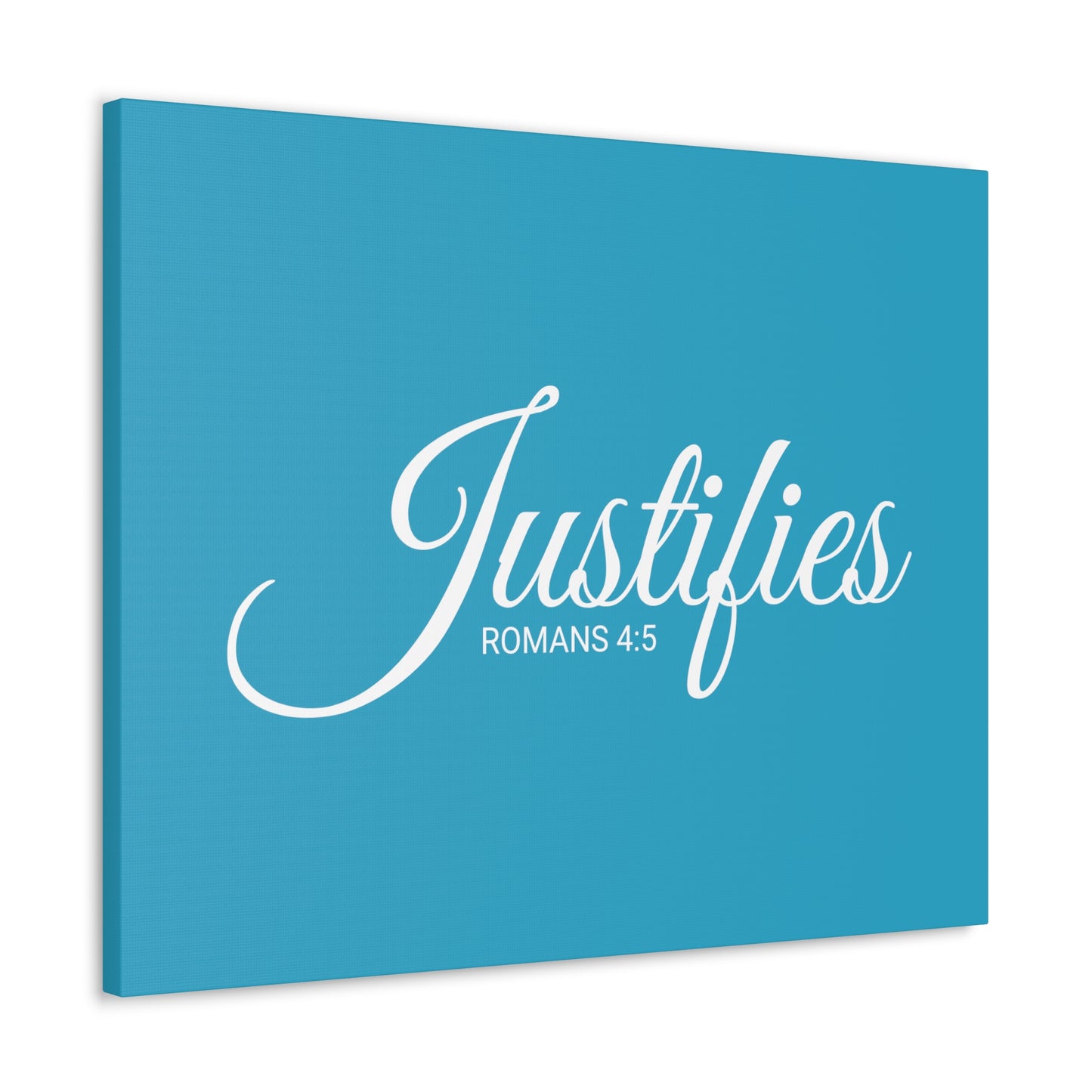 Christian Wall Art "Justifies" Verse Romans 4:5 Ready to Hang Unframed