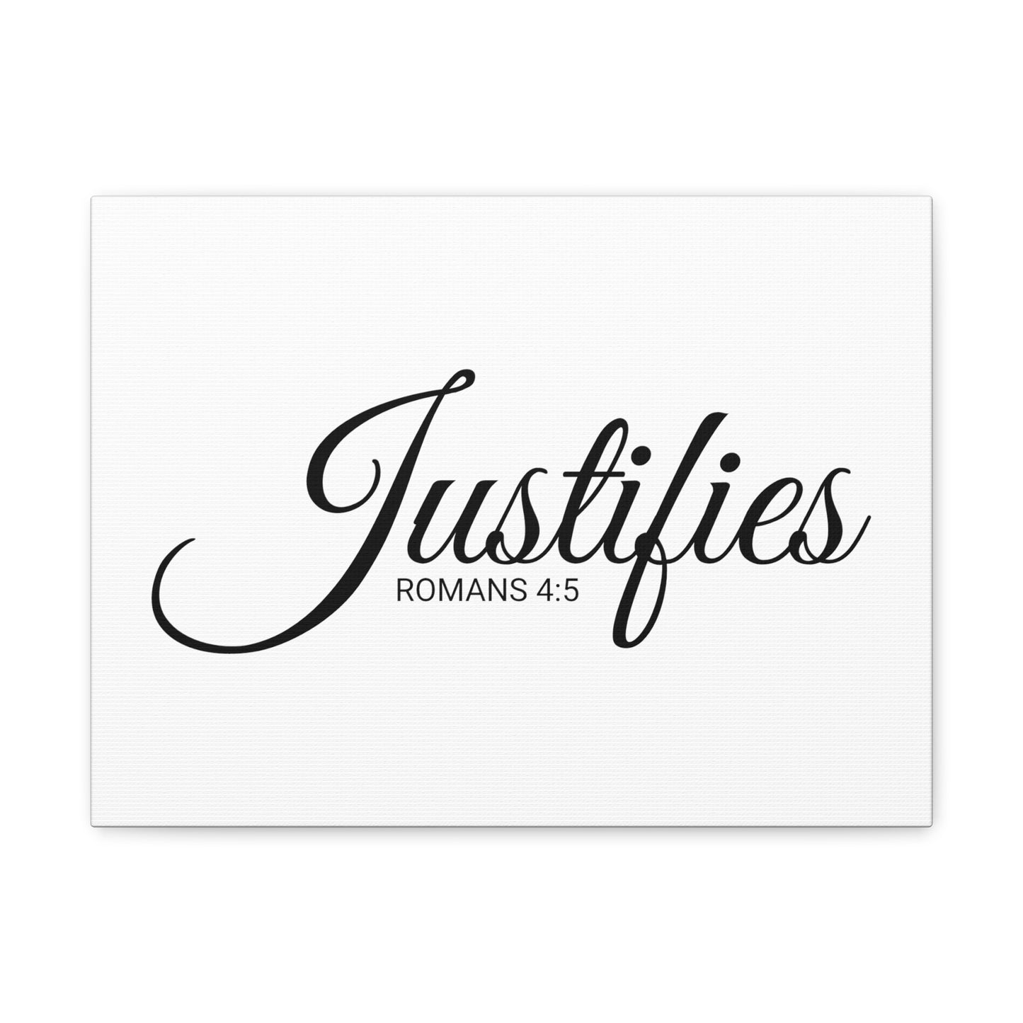 Christian Wall Art "Justifies" Verse Romans 4:5 Ready to Hang Unframed