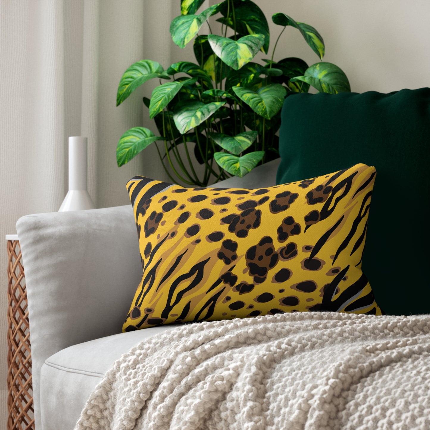 Animal Print Gold Accent Pillow