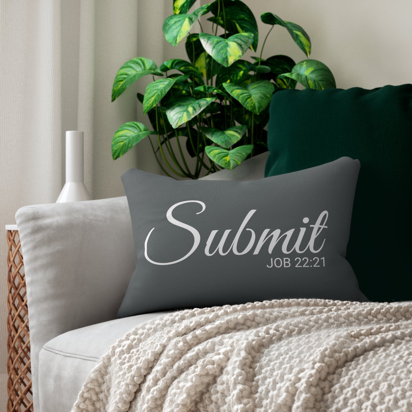 Scripture Submit Job 22:21 Bible Verse Accent Pillow