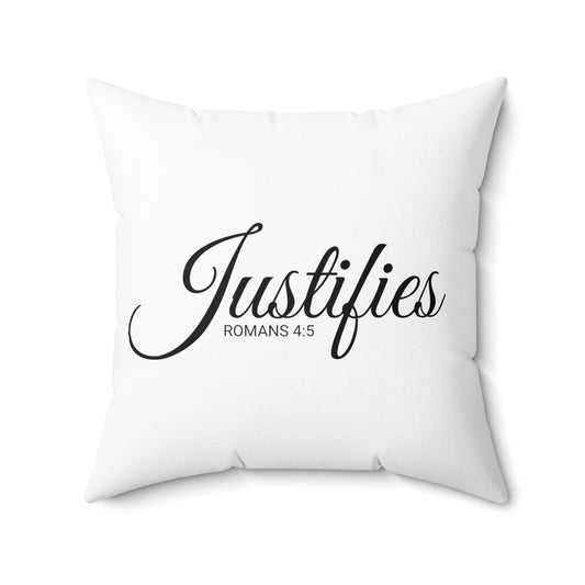 Scripture Justifies Romans 4:5 Bible Verse Pillow