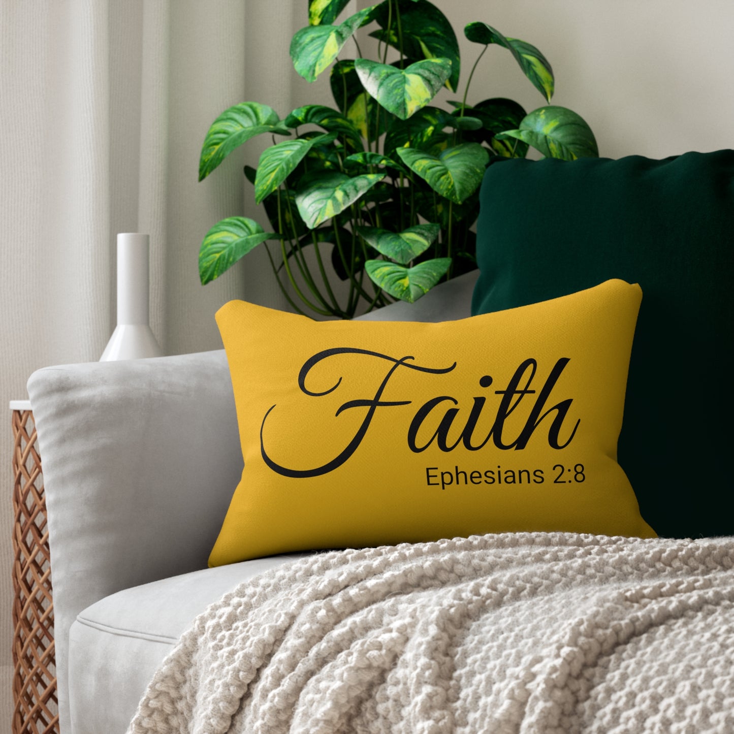 Scripture Faith Ephesians 2:8 Bible Verse Pillow