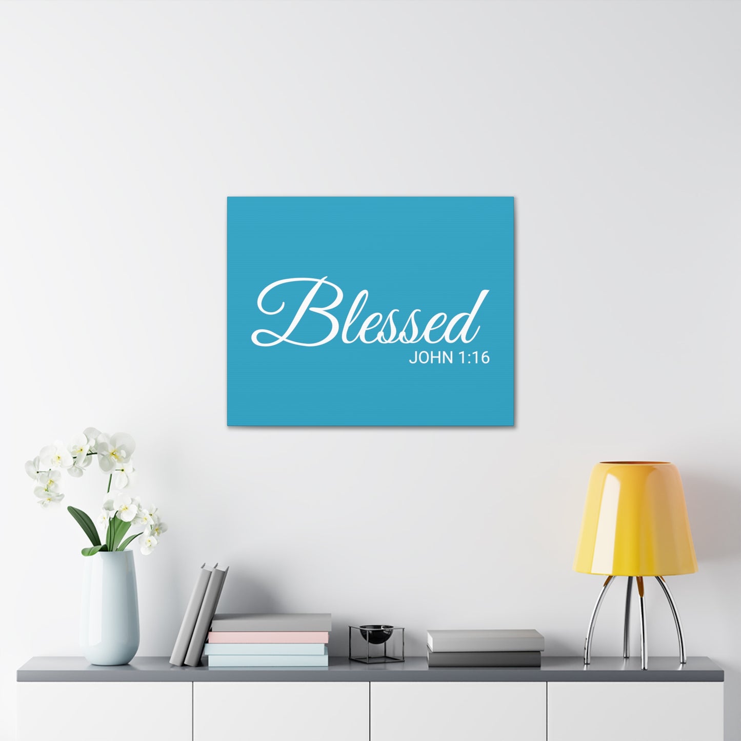 Christian Wall Art "Blessed" Verse John 1:16 - Ready to Hang Unframed