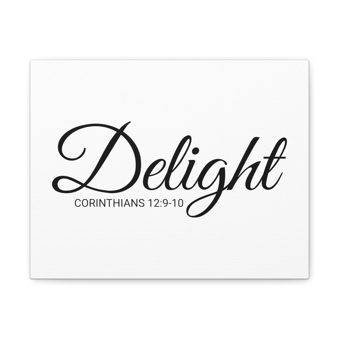 Christian Wall Art "Delight" Verse Corinthians 12:9-10 - Ready to Hang Unframed