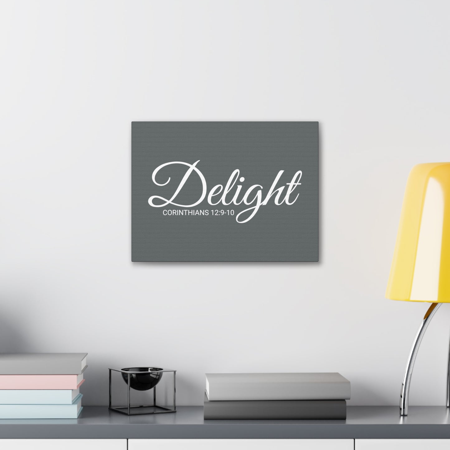 Christian Wall Art "Delight" Verse Corinthians 12:9-10 - Ready to Hang Unframed