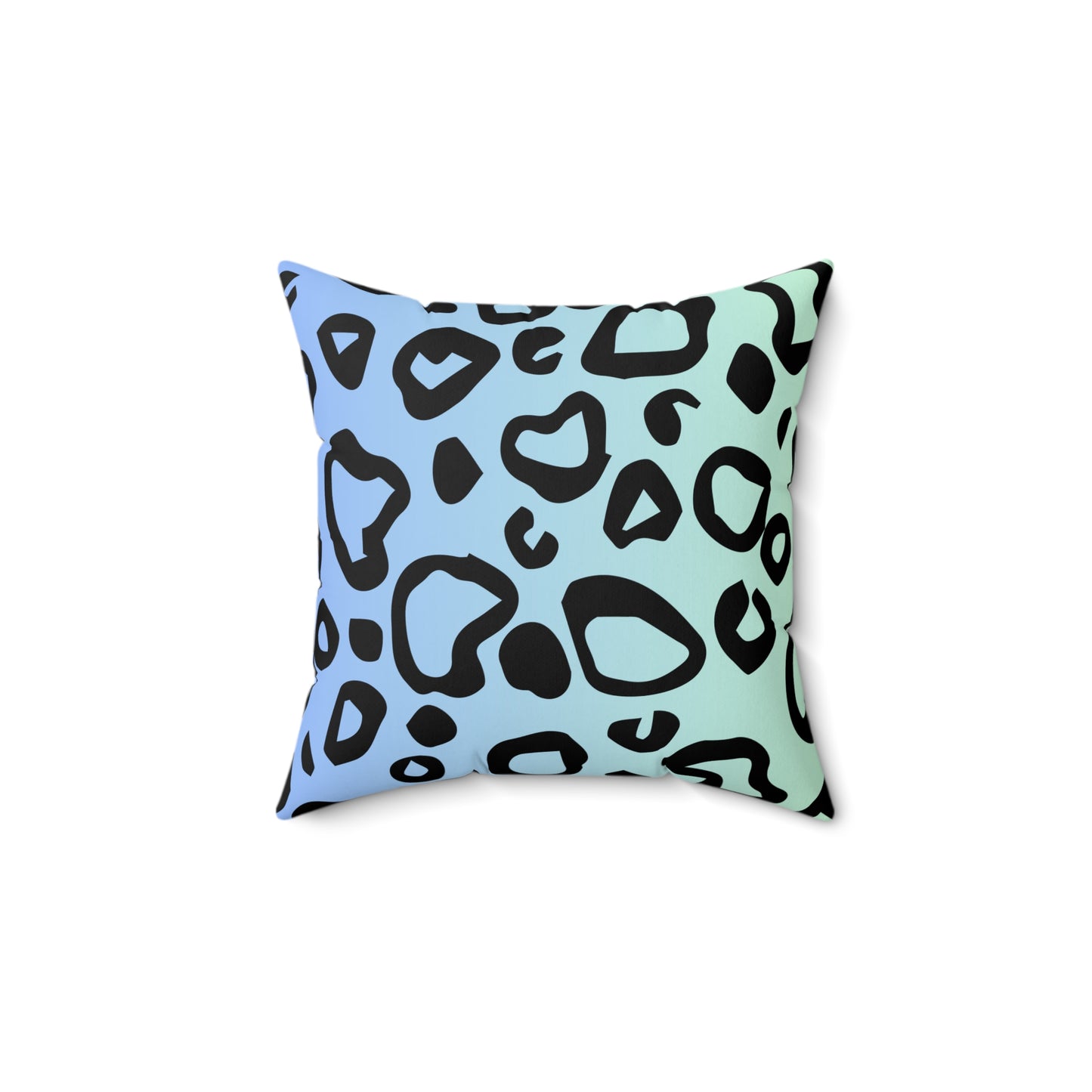 Leopard Print Blue-Green Ombre Throw Pillow