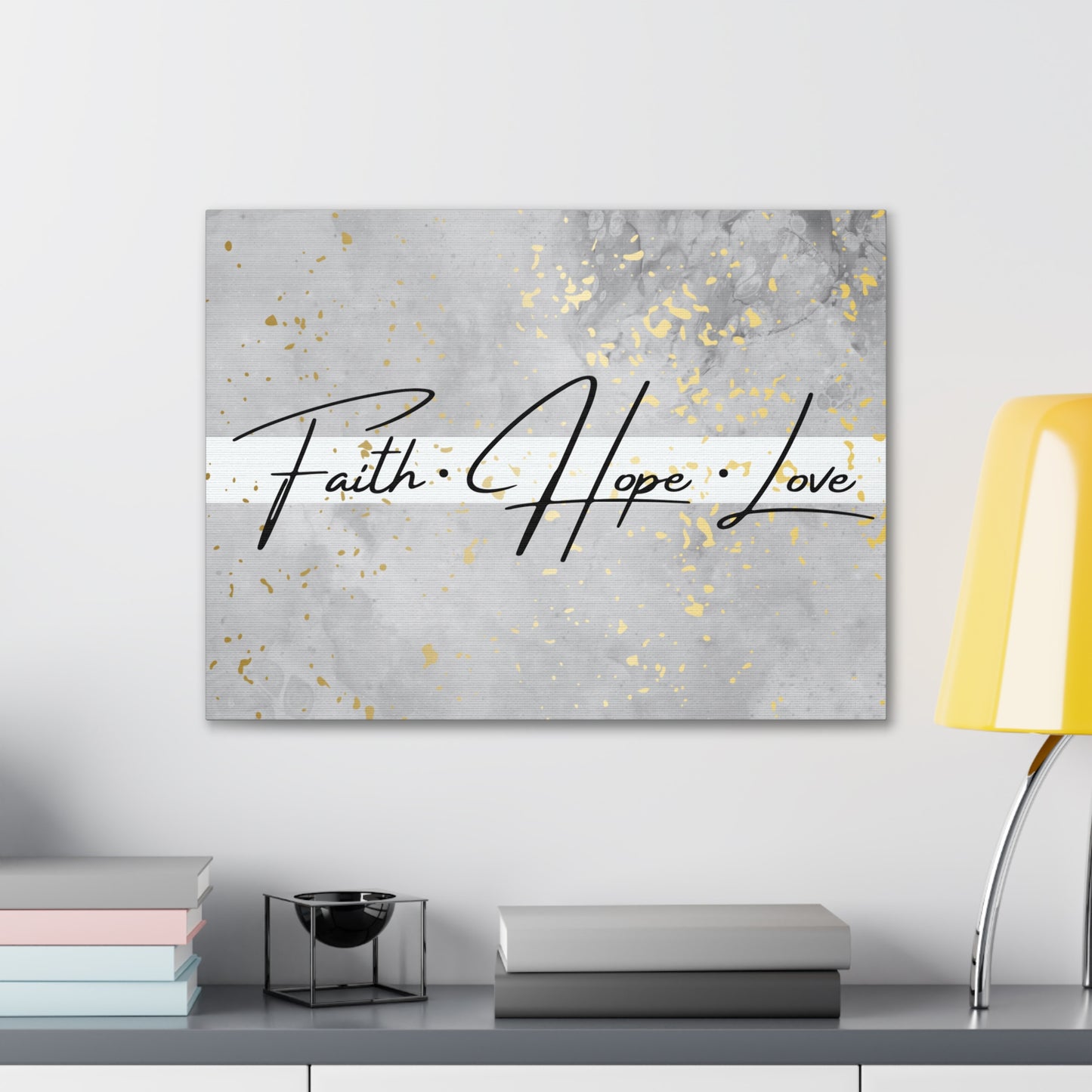 Christian Wall Art: Faith Love Hope (Wood Frame Ready to Hang)