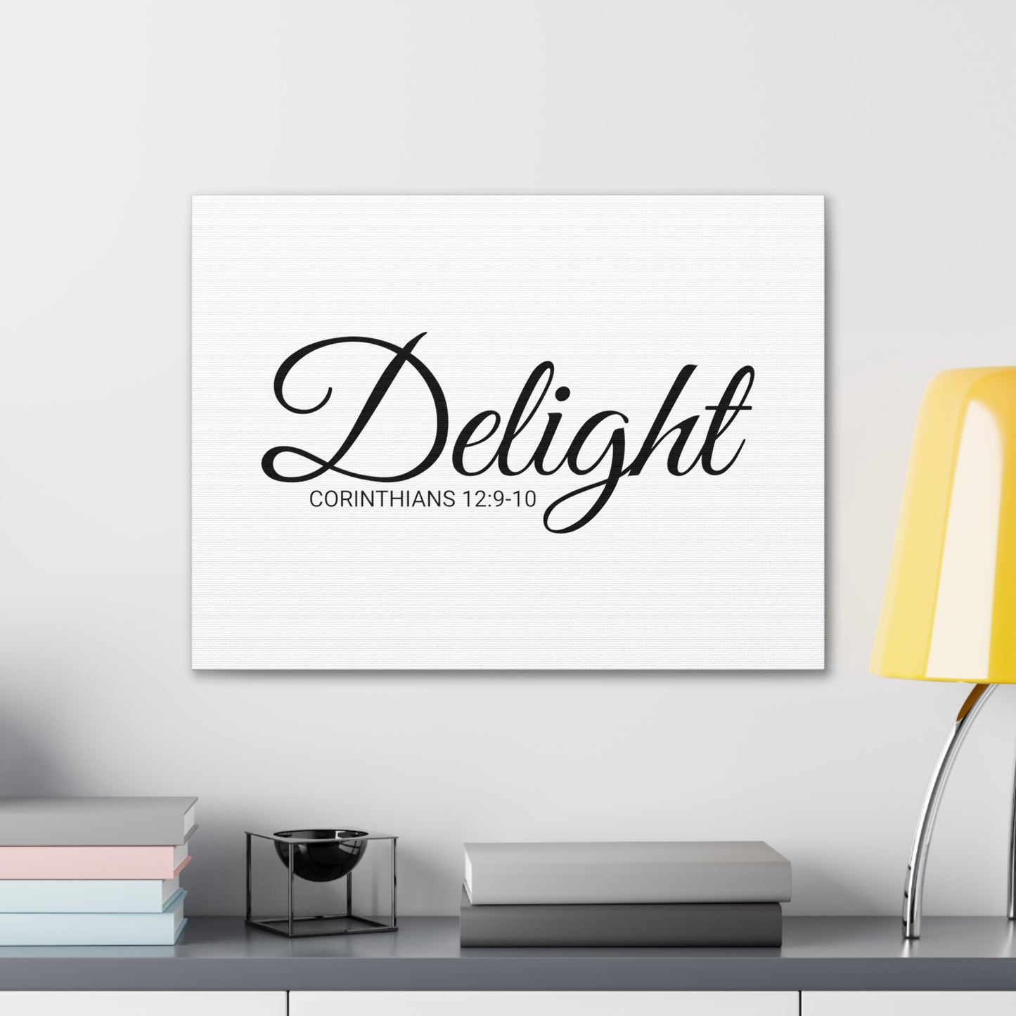 Christian Wall Art "Delight" Verse Corinthians 12:9-10 - Ready to Hang Unframed