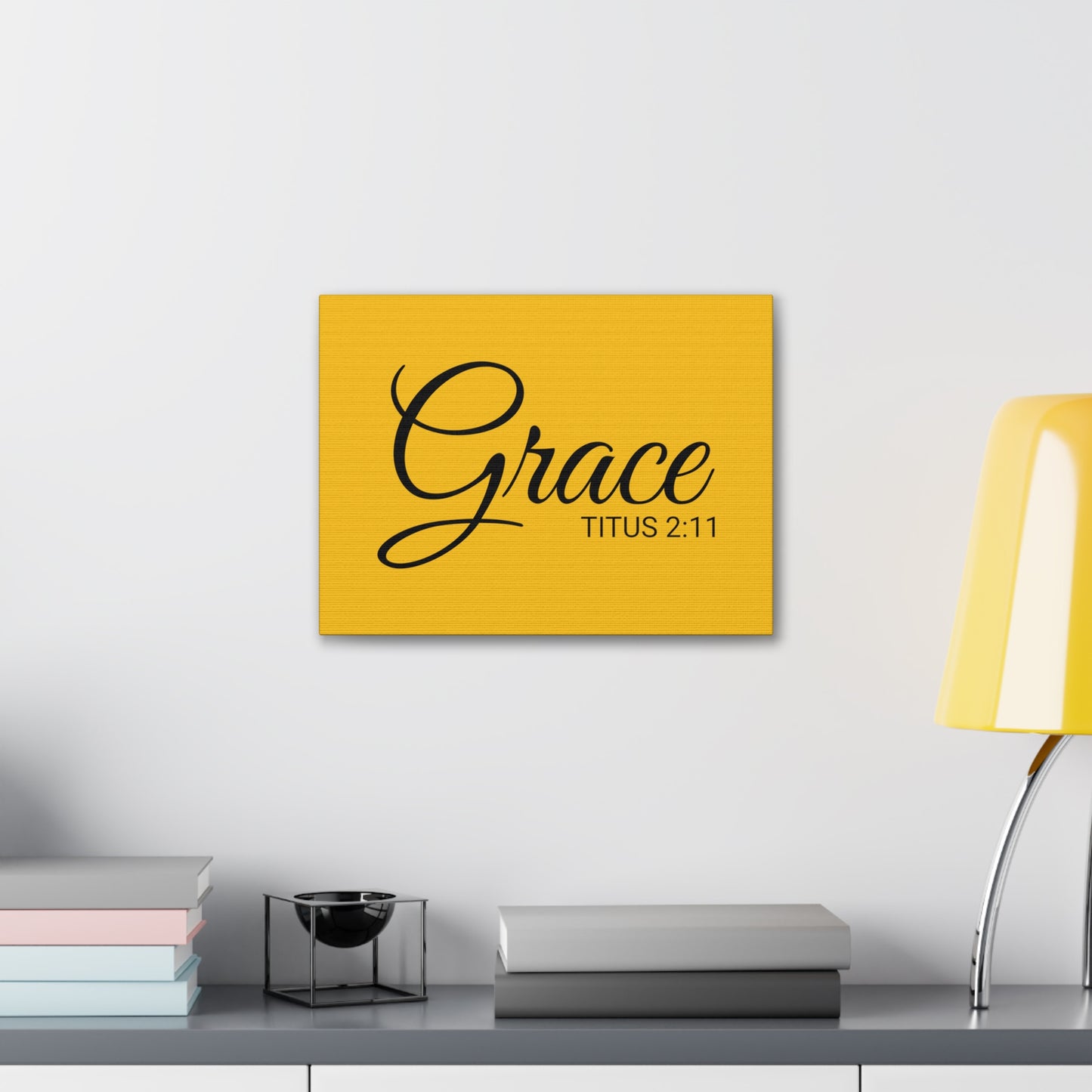 Arte de pared cristiano "Grace" Versículo Tito 2:11 listo para colgar sin marco